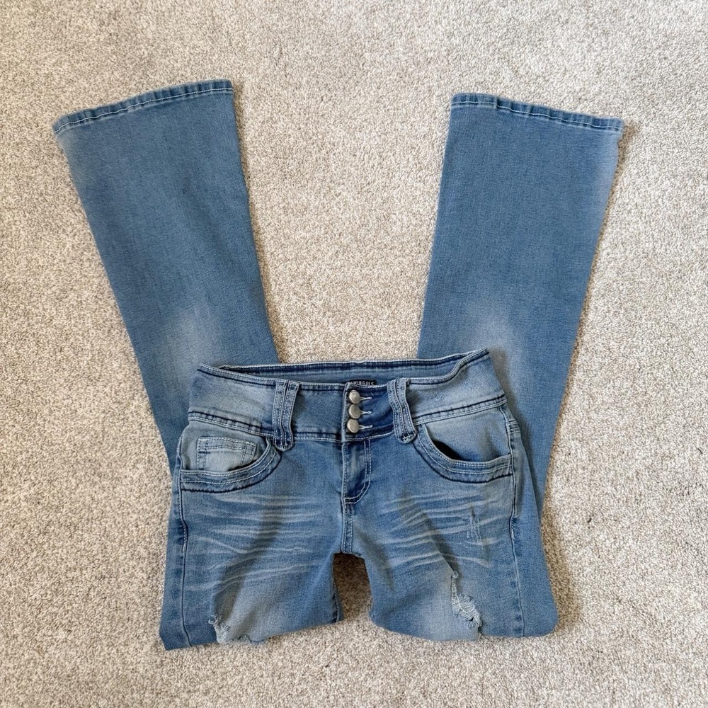 Flamingals Distressed Low Rise Flare Jeans — Best for Size 4